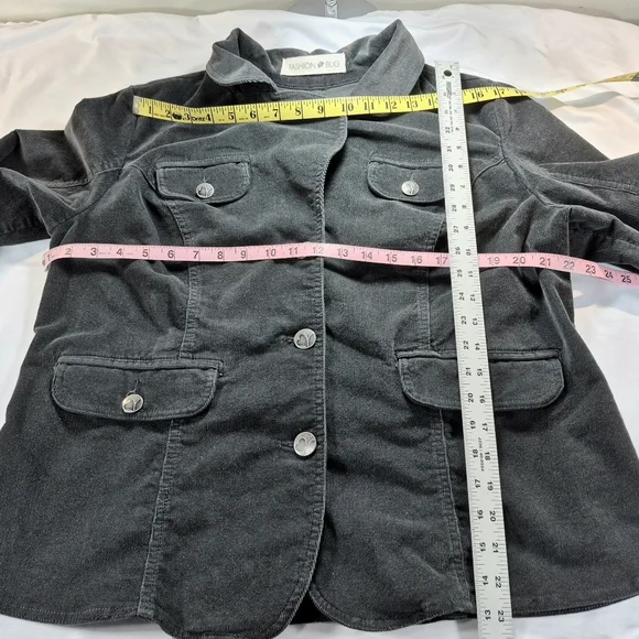 Vintage Fashion Bug Grey Corduroy Button Up Jacket Woman's Size 20W - Picture 5 of 12